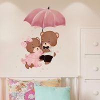 Väggdekaler tecknad björnar DIY Djur Paraply Dekaler för barn Rum Baby Bedroom Barn barnkammare heminredning