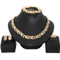 Ankünfte Hohe Qualität Kristall X O-förmige Goldfarbe Halskette Ohrringe Armband Ring Hochzeit Schmuck Sets Ganzes