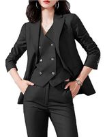 3 Parça Bayan Smokin Suit Set Balo Ofis Bayan Blazer Yelek Pantolon Iş Kıyafetleri Parti Günlük Giyim Kıyafet