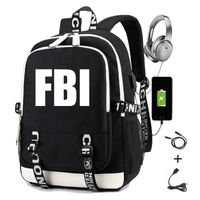 남성을위한 배낭 FBI 학교 청소년 소녀 배낭 충전 USB 노트북 가방 여행 방수 여성용 책