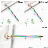 Big Diamond Ballpoint Pens Student Gift Writing Metal Gradient Color Ballpoints School Business Signature Stationery Gel Pens BH5873 WLY