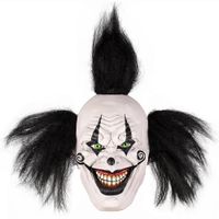Halloween Evil Rising Saw Payaso Adulto Costume Mask Creepy Killer Joker con el pelo negro Cosplay Huanted House Props