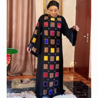 Etnik Giyim Elmaslar Abaya Başörtüsü Yarasa Gevşek Müslüman Bazin Tasarım Uzun Maxi Robe Abiye Riche Seksi Lady Afrika Dashiki Elbise