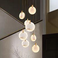 Sarkıt Mermer Işık Mutfak Adası Yemek Odası LED Cilası Nordic Tasarım Yuvarlak Taş Süspansiyon Lambası Armatürleri