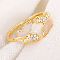 2021 Semi-Precious Stone Butterfly Ring For Woman Girl Golden Silver Finger Jewelry Fashion Party Wedding Gift Trend