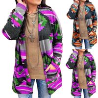Women&#039;s Jackets Winter Floral Printed Coats For Women Open Stitch Ladies Long Coat Autumn Sleeve Outwear Outdoor Casual Vintage Jacket