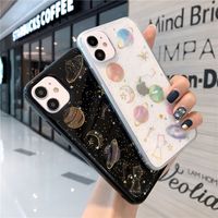 Fashion Shining Glitter Space Planet Coque Téléphone pour iPhone 12 11 XR XS Max 7 8 Plus Star Soft Silicon Housse arrière