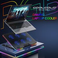 Laptop Cooling Pads Coolcold RGB Light Base Cooler Notebook Six LED Fan 10-15.6 Inch Gaming Pad With Phone Holder