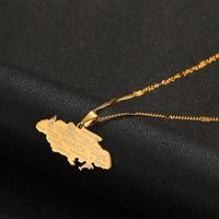 Pendant Necklaces Stainless Steel Jamaica Map Gold Color Jamaican Charm Jewelry Gifts