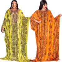 Etnik Giyim Afrika Kadınlar Gevşek Maxi Elbise Elmas Şifon Kaftan Arapça Abaya Iç 2 Parça Set Afrika Dashiki Moda