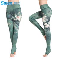 Impressos Mulheres Extra Long Yoga Leggings Alto Cintura Tummy Controle sobre as calças de ioga de salto
