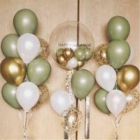 40pcs10inch Aguacado Sage Globos Verdes Pearl White Gold Confetti Body Baby Shower Decoraciones de la fiesta de cumpleaños W220216
