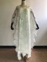 Roupas étnicas Africano Dashiki Fashion's Guipure Cabo de Cabo de Laço Branco Abaya Elegante Inside Saia e Solto Vestido Longo 2 Piece Tamanho Livre