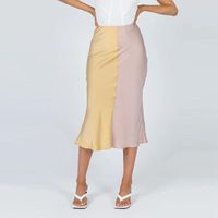 Röcke Frauen Sommerfarbe Matching Mittellange A-Linie Faltenrock