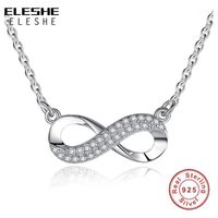 Chains ELESHE 925 Sterling Silver Infinity Pendant Necklaces Adjustable Chain Crystal Necklace For Women Valentine's Day Jewelry Gift
