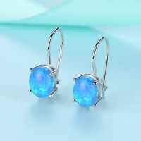 Beaux bijoux d'opale bleue Drop Boucles d'oreilles de levier de levier en argent 925 Sterling Silver Womens Jewlery pour cadeau