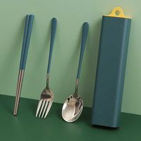 3Pcs 304 Stainless Steel Tableware Chopsticks Spoon Fork for...