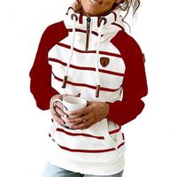 여성용 후드 스웨터 2022 대형 여성 패션 스트라이프 세련된 면화 혼합 숙녀 블라우스 따뜻한 캐주얼 풀오버 후드 스웨터