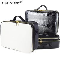 PU Leather Makeup Bag Large Capacity Compartment Travel Tattoo Storage Cosmetic Case 220119