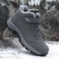 Vinter kvinnor män stövlar plysch läder vattentäta sneakers klättring jakt skor unisex spets-up utomhus varm vandring boot man 211102