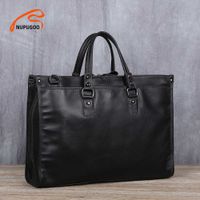 Casual Men's Briefcase Genuine Leather Casual Original Man Handbag High Capacity Shoulder Bag For 15.6 Inch Laptop Bag NUPUGOO 211011