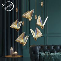 Lámparas colgantes Moderno Nórdico Colgando LED Decoraciones de interior Acrílico Mariposa Luces Dormitorio Casa de dormitorio Dinning Decoración Barra