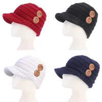 Шапочки женщины зимняя теплая растягивающая шапка крышка три деревянные кнопки химиотерапии для лыжных волос выпадение волос сон тюрбан дамы банданны # T1P