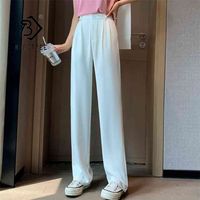 Summer Women's Plus Taille Coréen Direct Plain Thin Long Quintif Pantalon High Taille Élargir la jambe All-match Heart Lady Lady B15304x 210527
