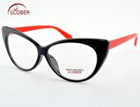 Försäljning Scober = Fashion Cat's Eye Reading Glasses och ram Anti-trötthet belagd lins med väska +0,75 +1 +1,25 +1,75 +2 till +4 solglasögon