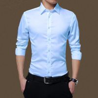 Men's Dress Shirts Cardigan Simple Turn-down Collar Male Top Formal Long Sleeve For Daily Wear