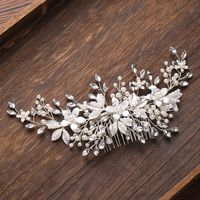 Cor de prata flor pérola pente de cabelo headband acessórios de casamento para mulheres noiva tiara jóias 210616