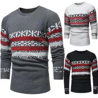 Mäns Hoodies Sweatshirts Höst och vinter Ny jul Snowflake Casual Slim Round Neck Strikkad Pullover Sweater 5263