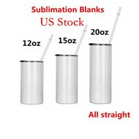 US STOCK 12oz 15oz 20oz Blank Sublimation Tumbler Travel Mug...