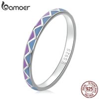 925 Sterling Silver Simple Contrast-Color Ring Size 6 7 8 for Women Violet Bohemian Style Fine Jewelry Anillo 220212