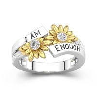 Ich bin genug Sonnenblumen-Gänseblümchen-Ring-Geburtstagsjubiläumsgeschenk für Frauen-Mädchen-Verlobungsringe