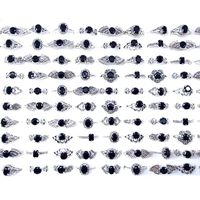 Toptan 100 adet / kutu kadın Parmak Yüzükler Vintage Siyah Cam Kristal Antik Gümüş Kaplama Retro Tarzı Takı Yüzük Parti Hediyeler Bir Kutu Ile