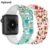 Christmas strap For Apple Watch band 44mm 40mm 45mm 41mm 38mm 42mm Cartoon Printed watchband Bracelet IWatch series 5 4 3 6 SE 7 Y1126