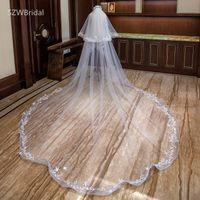 Bridal Veils Arrival 4M Trailing Veil Wedding Elegant Bride Lace Two-Layer Long With Comb Cathedral Accessories