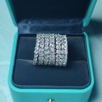 Full Zircon Ring Never Fade Sparkling Jewelry 925 Sterling Silver Princess Cut White CZ Diamond Promise Wedding Bridal Birthday Gift R006