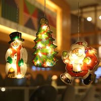 LED Noel Dekorasyon Işıkları Noel Baba Kardan Adam Elk Şekli Pencere Vantuz Işıkları Tatil