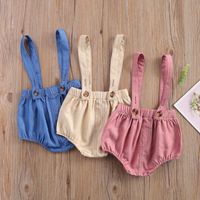 Jumpsuits 0-24M Born Baby Girls Boys Overalls Shorts Solid Button Causal Bottoms 3 Colors