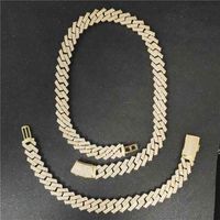 Herren vergoldet Mode Rapper Necklack Euro ausgeschnitten Diamant Kubikzirconia Kubanische Kette Halskette