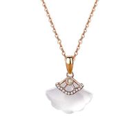Chains the Fan-shaped Skirt Necklace Female Sterling Silver Rose Gold Retro White Jade Pendant Wild Temperament Clavicle Chain