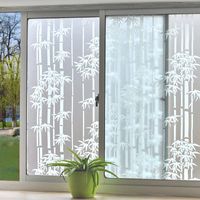 Fensteraufkleber gefrosteter Film Privatsphäre Klebstoff für Glas mit Kleber weißer Bambus Badezimmer Schlafzimmer