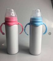 8oz Süblimasyon Süt Şişesi Paslanmaz Çelik Bebek Besleme Şişesi Meme Kolu Ile 8oz Yenilmez Beyaz Sippy Kupası Süblimasyon için