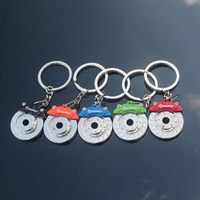 Creative gift car metal keychain turbo gear hub pendant brak...