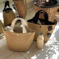 Abendtaschen Kapazität Strohfrauen Handgemachte gewebtes Korb Tasche Sommer Böhmischen Strand Leinwand Lady Handtaschen 2021