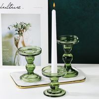 Candle Holders European Style Green Glass Candlestick Decoration Accessories Vintage Crystal Wedding Decorative Home Decor