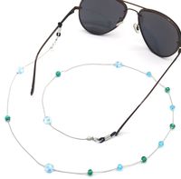 2021 Fashion Blue Beads Glasses Chain Striped Beaded Sunglas...
