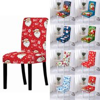 Christmas Chair Cover for Dining Room 3D Santa Claus Print S...